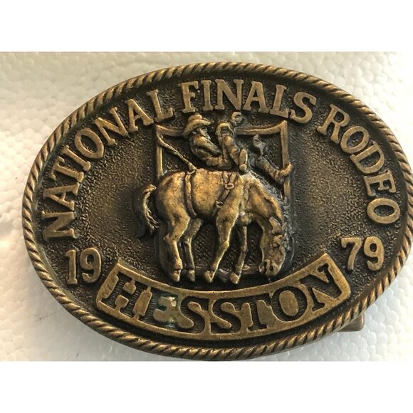Other - Men's Vintage Brown National Finals Rodeo Hesston Antique Classic Belt Buckle